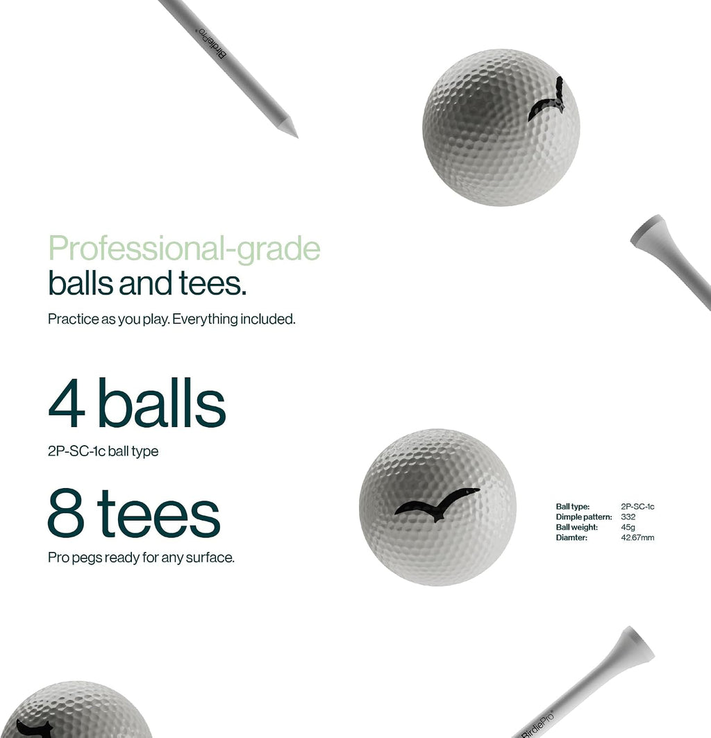 BirdiePro® - American Pro Golf Practice Net, 10x7ft Heavy Duty Golf Hitting Net with EchoShield™ Target & FlexWeave™ Net, Indoor Outdoor Training Backyard, Full Set with Mat, Balls & Cap