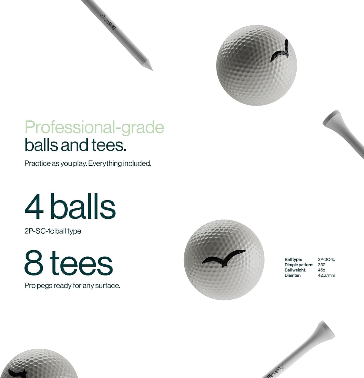 BirdiePro® - American Pro Golf Practice Net, 10x7ft Heavy Duty Golf Hitting Net with EchoShield™ Target & FlexWeave™ Net, Indoor Outdoor Training Backyard, Full Set with Mat, Balls & Cap