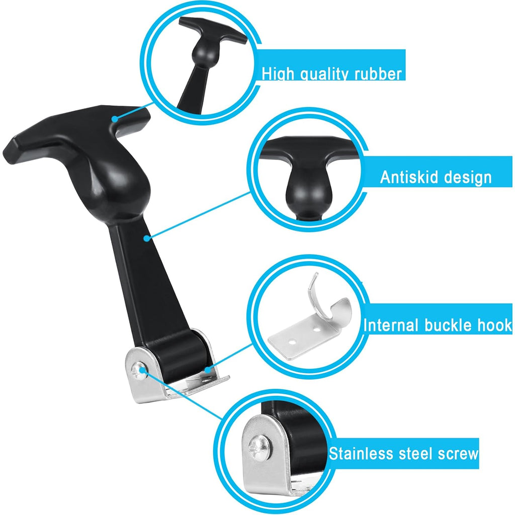 Mudder 60 Pcs Elastic Stainless Steel Rubber Hood Catch Flexible T-Handle Hasp Rubber Flexible Draw Latches with Brackets for Vehicle Engine, Hood