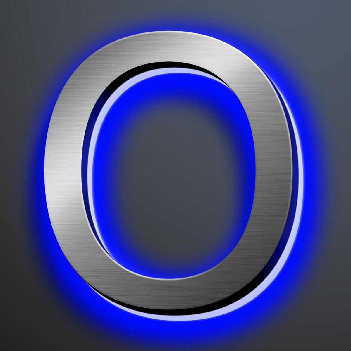 Illuminated Address Number 20 Inch, Backlit Illuminated LED House Number Enhanced Visibility, Modern Stainless Steel Lighted Address Signs, Brushed Silver, Blue Light,O