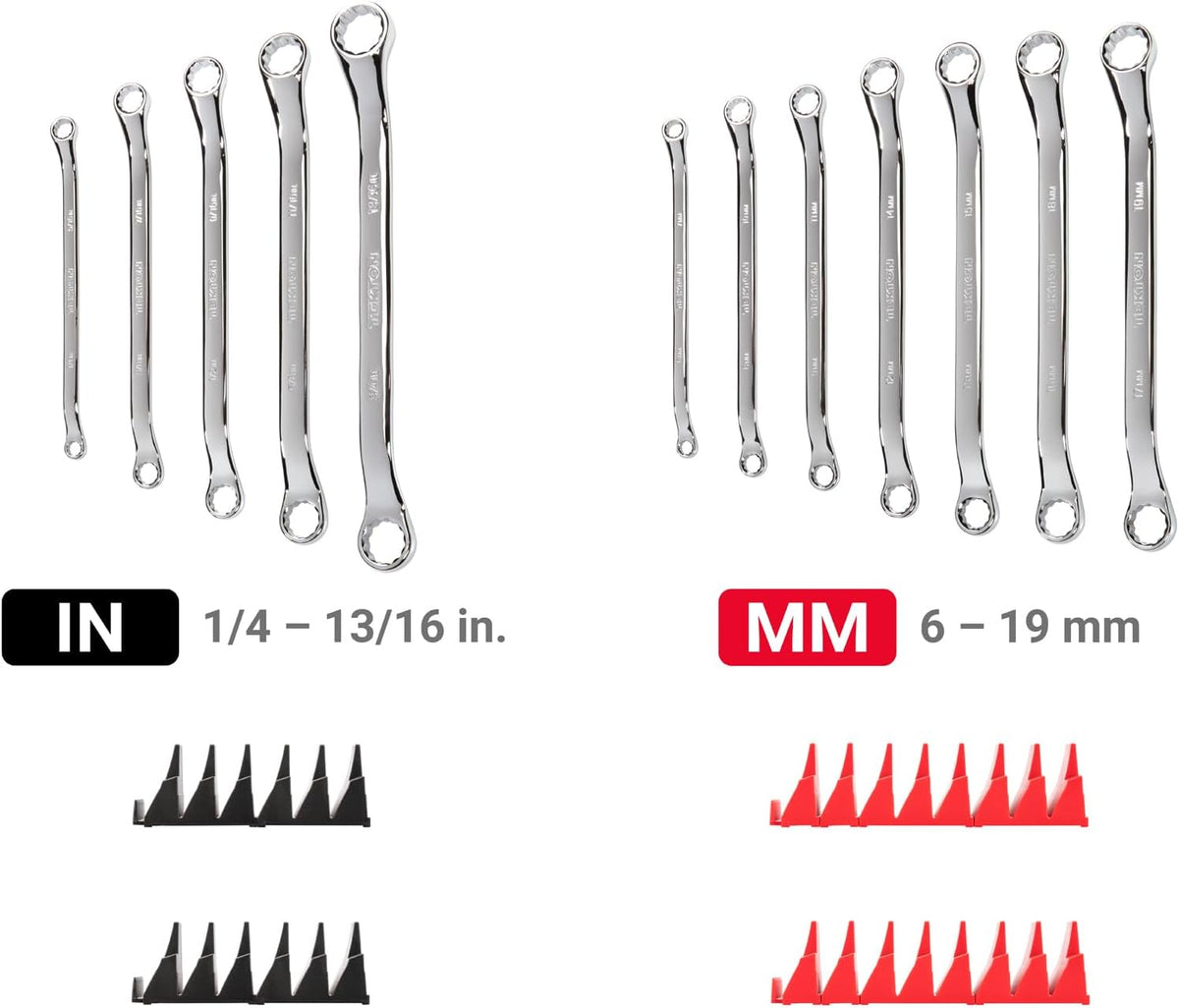TEKTON 45-Degree Offset Box End Wrench Set with Modular Organizers, 12-Piece (1/4-13/16 in., 6-19 mm) | WBE95301