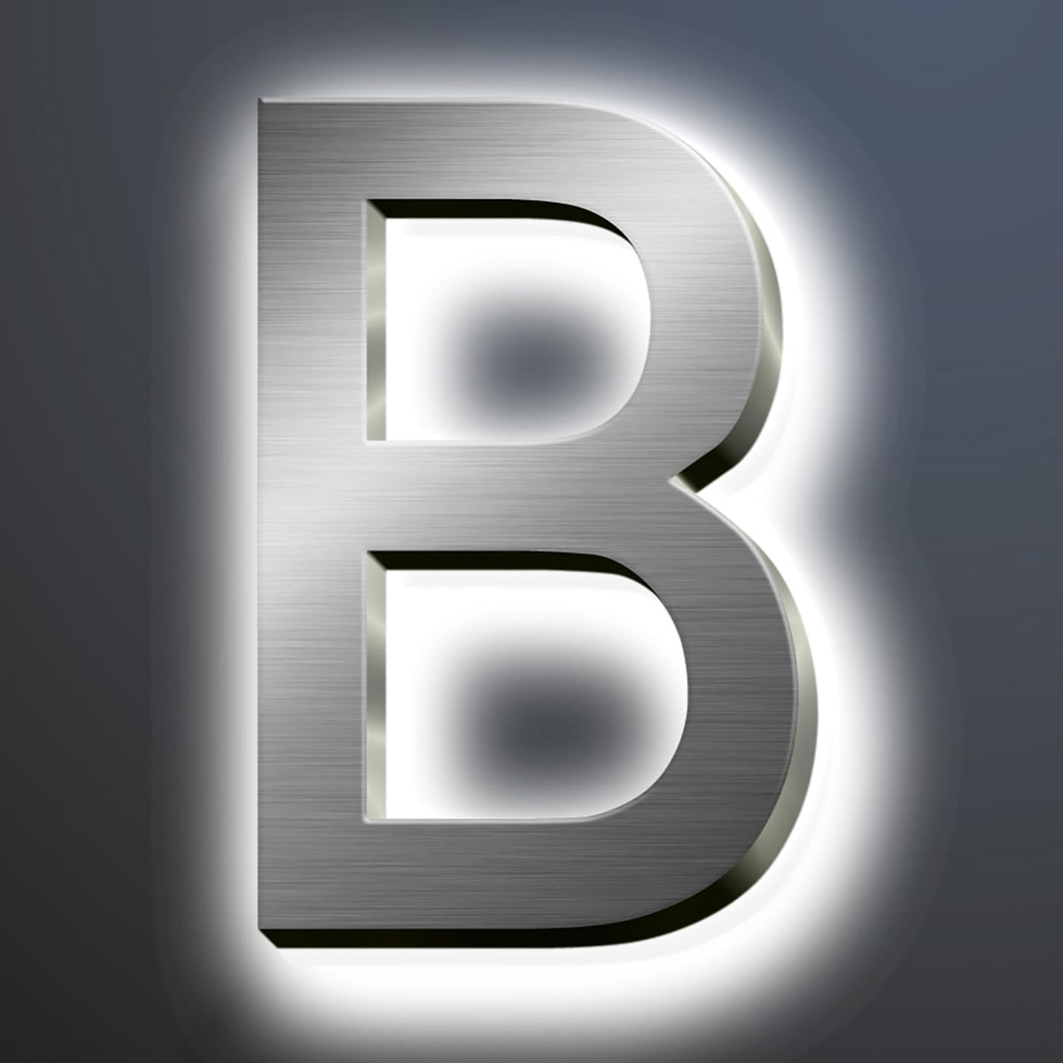 Backlit LED Illuminated House Numbers For Outside 18', Stainless Steel Modern Lighted Address Signs For Home, Illuminated Address Numbers, Brushed Silver, White Light,B