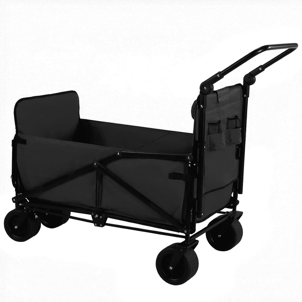 Wagons Carts Foldable 2-in-1 Collapsible Wagon 440lbs Capacity Folding Cart with All-Terrain Wheels for Sports Garden Shopping Camping