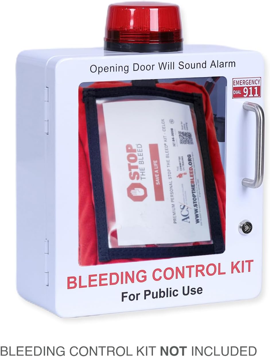 Bleeding Control Kit Emergency Wall Mount Cabinet | Fits Most Standard Bleeding Kits Including Stop the Bleed | Bleeding Kit not Included (White)