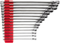 TEKTON Long Fixed/Flex Head 12-Point Ratcheting Box End Wrench Set with Modular Organizers, 14-Piece (6-19 mm) | WRB95303