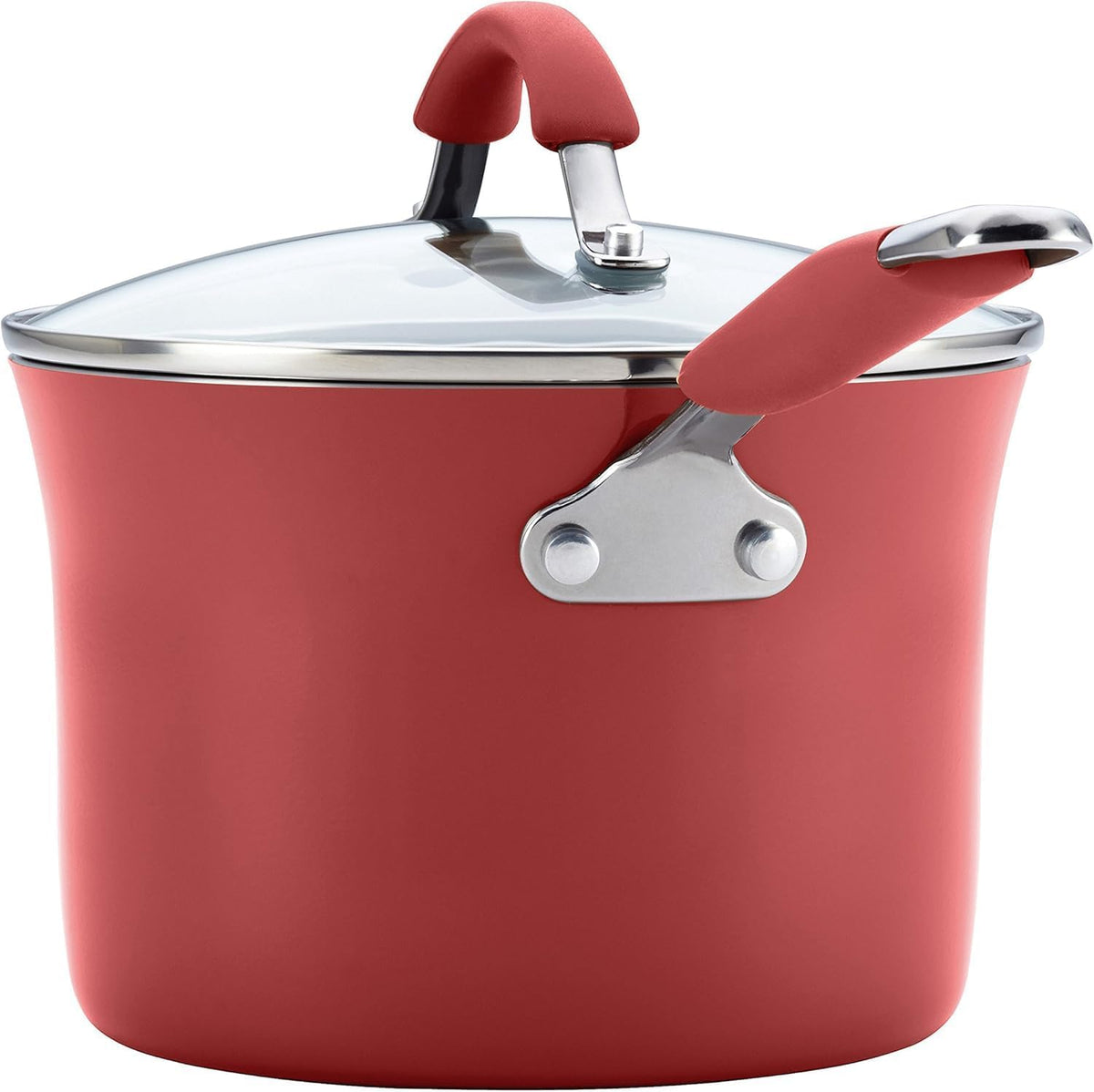 Rachael Ray Cucina Nonstick Cookware, Cranberry Red Pots and Pans Set, 12-Piece