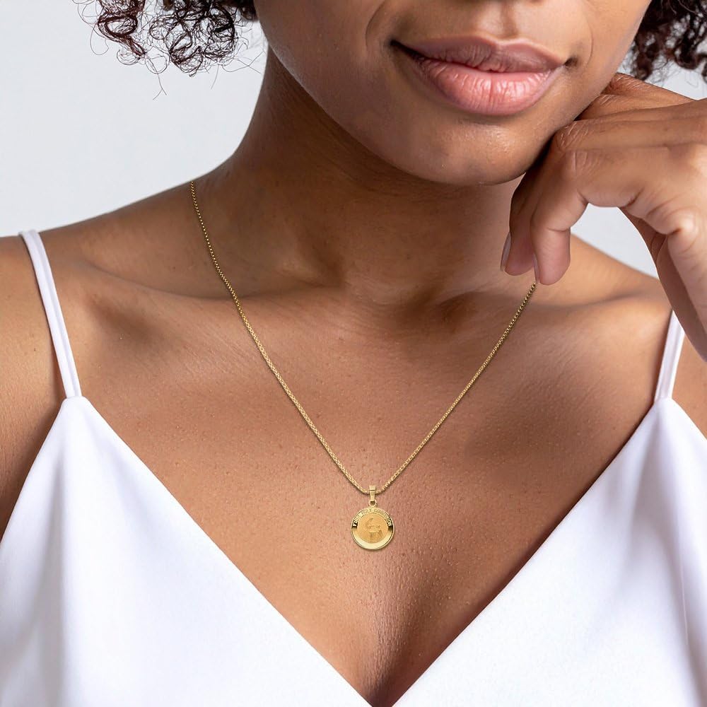 IceCarats 14K Yellow Gold Small First Communion Medal Pendant Necklace 16mm 5/8 inch Lightweight, Polished, Engravable, Matte For Her