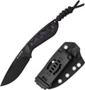 Kizer Buddy Fixed Blade Knife, 3' 4V Blade Camping Knife with Purple Fat Carbon Purple Haze Handle, Compact EDC Fixed Blade Knives with Sheath for Hiking Hunting Survival 1081A10