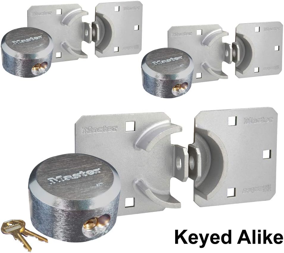 Master Lock Hasp/Hidden Shackle Keyed Alike Padlocks w/ 6 Keys, 770-6271KA-3