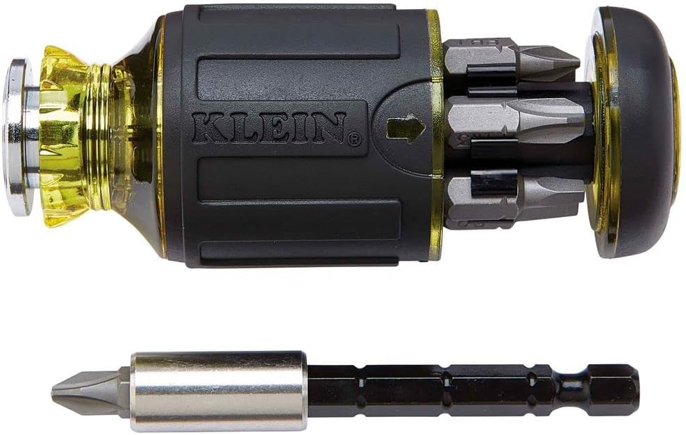 Klein Tools 5-Piece Reversible Ratcheting Box Wrench Set and 8-in-1 Adjustable Magnetic Stubby Screwdriver