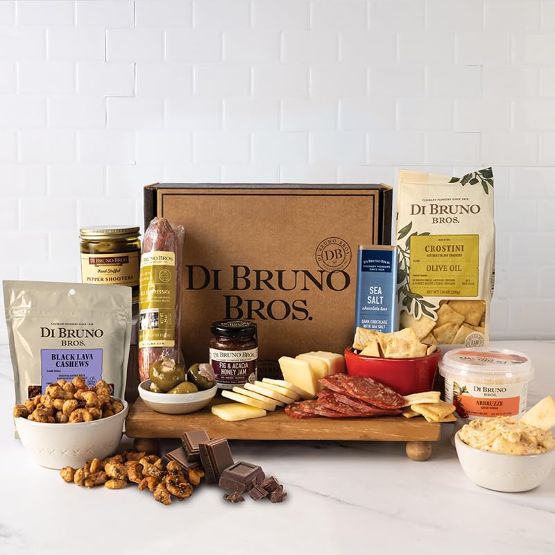 Di Bruno Bros Abbondanza Cheese & Charcuterie Gift Box: Charcuterie Boards Accessories with Cheese Block & Spreads, Italian Meat, Nuts, and more! Our Most Popular Food Gifts Box.
