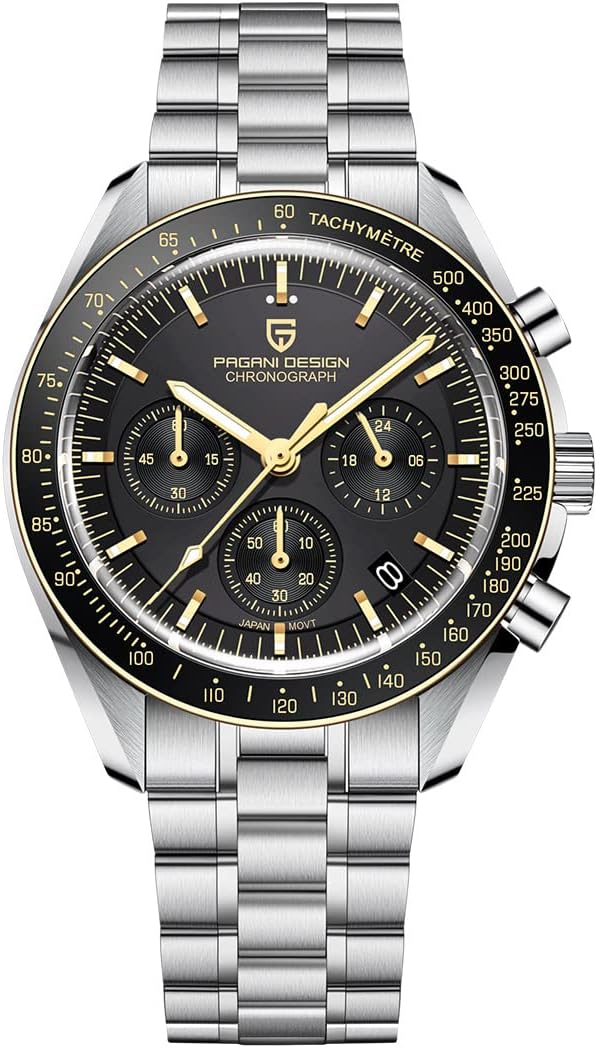 Pagani Design 1701 V3 Men's Chronograph Quartz Dial 40mm VK63 Movement Stainless Steel Mirror Sapphire Watch 100 Meter Water Resistant Sport Watch