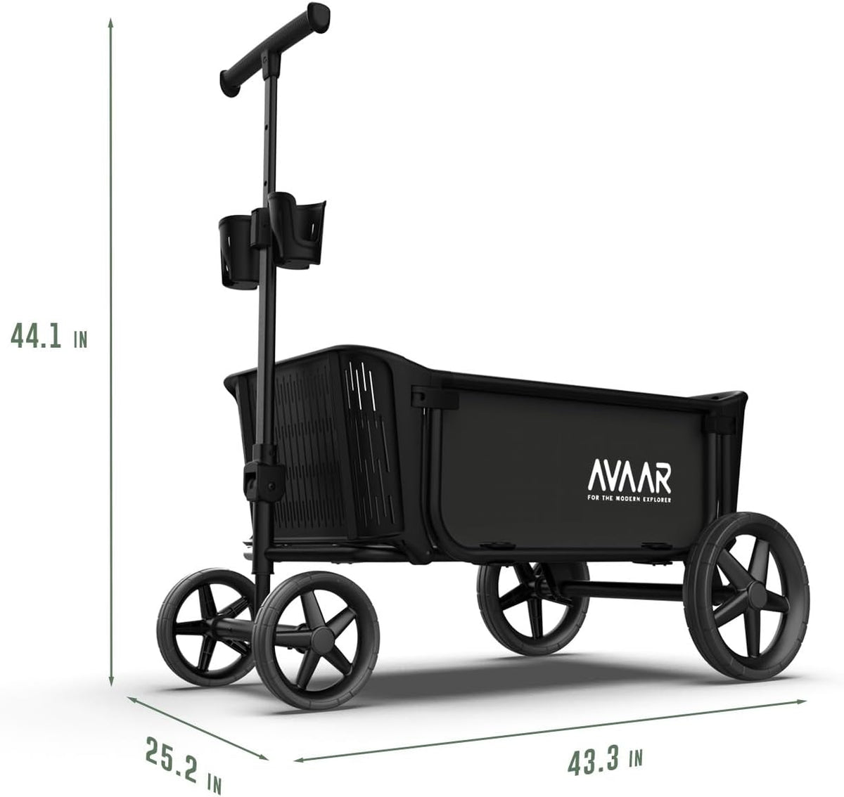 Go Anywhere 400lbs Large Capacity Collapsible Wagon Cart,Folding Utility Heavy Duty,All Terrain Big Wheels for Garden Camping Sports Outdoor Shopping, Black