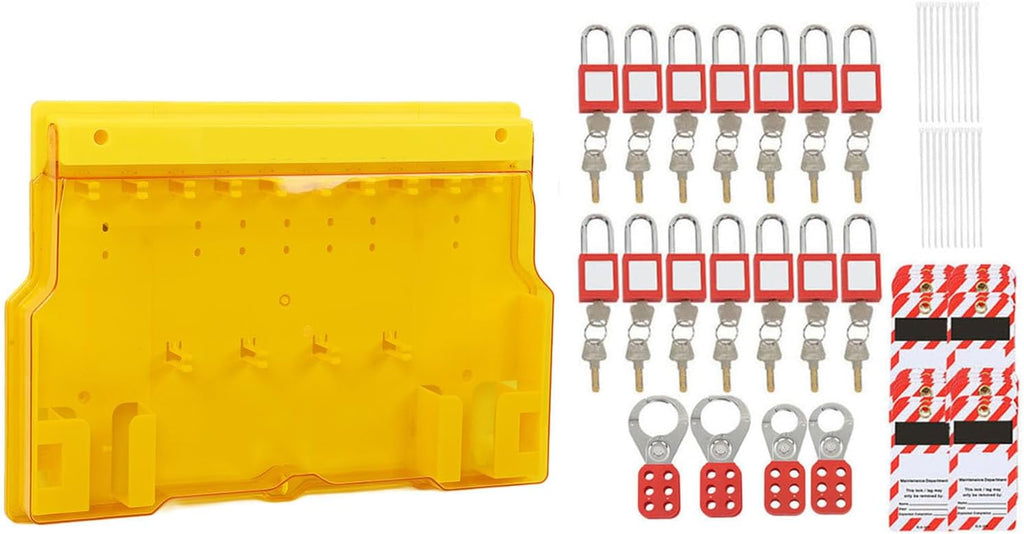 Semme Lockout Tagout Station Complete Kit with Padlocks Keys Hasps and Hangtags Secure Visual Management for Factory