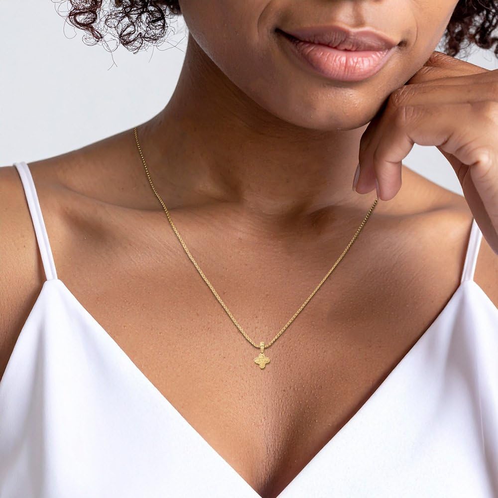 IceCarats 14K Solid Yellow Gold Small Four Way Cross Pendant Necklace 13.5mm 1/2 inch Polished For Her