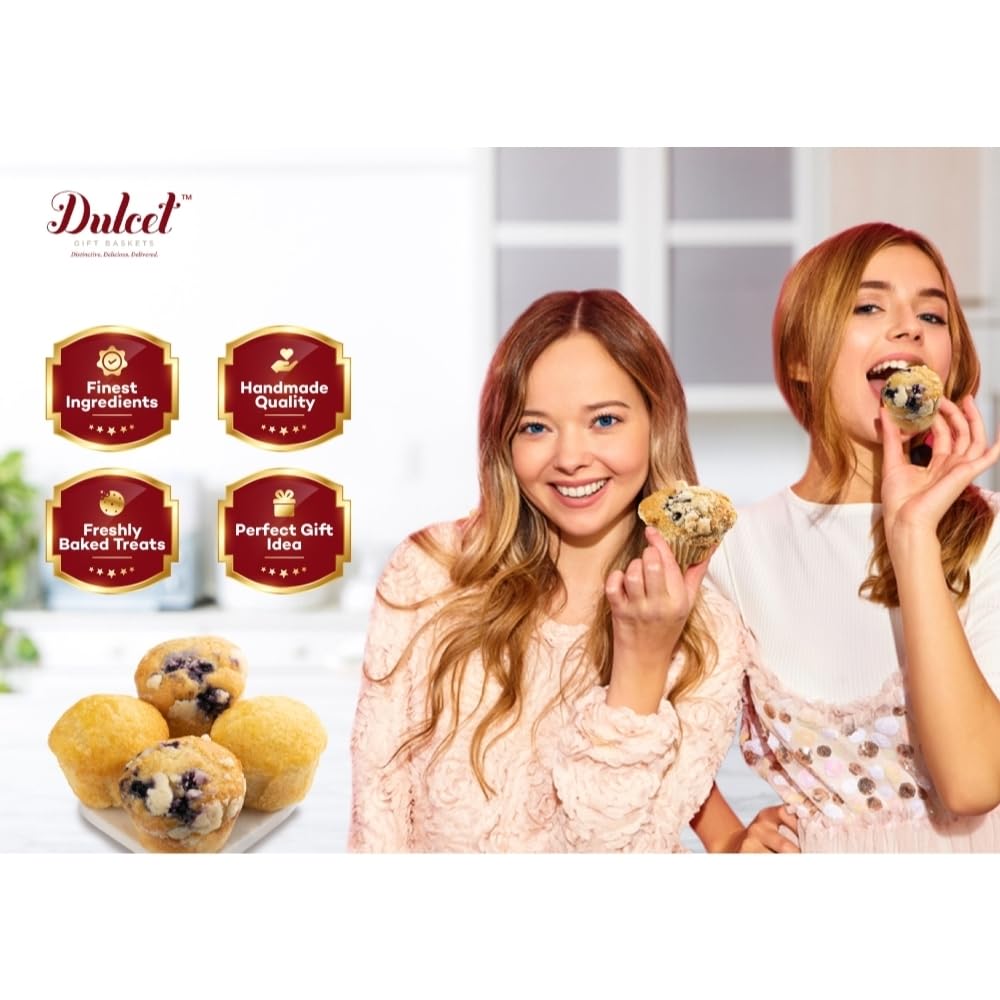 Deluxe Tea and Food Gift Basket Gourmet Present Featuring Old Fashioned Scones, Cheese Brownie, Fudge and Brownie, Muffins, and more plenty to please a crowd. by Dulcet Gift Baskets
