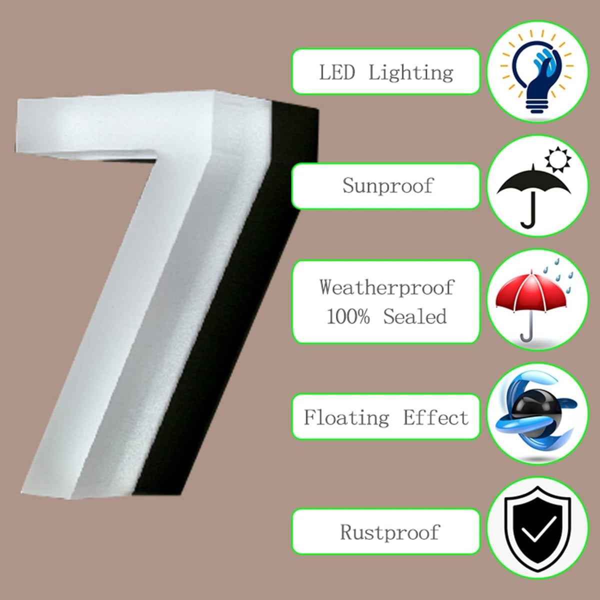 20' Backlit Illuminated LED Homes Address Signs, Modern Lighted Up House Numbers For Outside, Illuminated Address Numbers For House, White Light,B