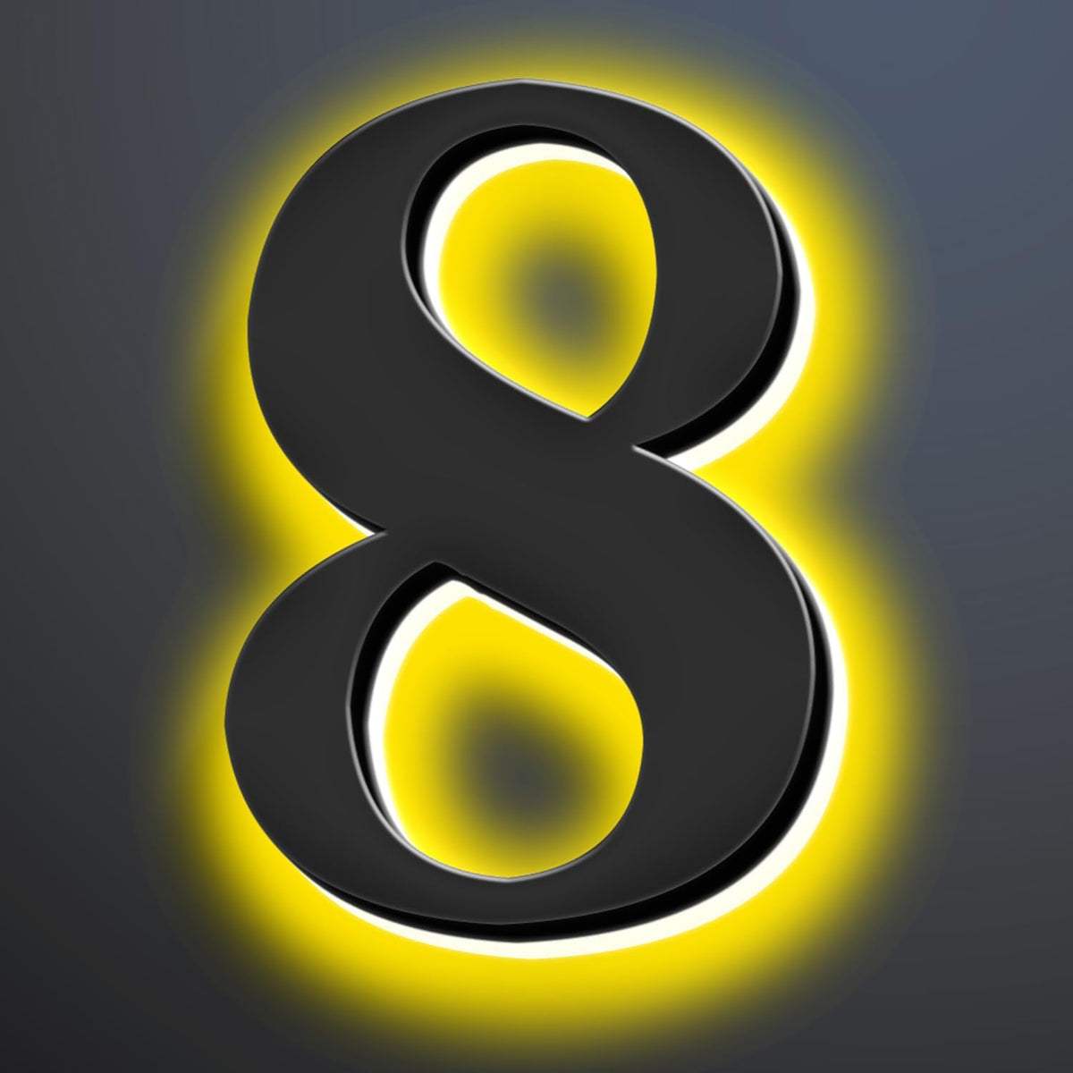 Backlit LED Illuminated House Numbers For Outside 16 Inch, Stainless Steel, Illuminated Home Address Numbers, Modern Lighted Address Signs For House, Black Finishes,8