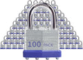 Keyed Alike Laminated Steel Padlocks, Standard Shackle, for Hasp, Shed, Fence, Storage Locker, School, Gym (100 Pack)