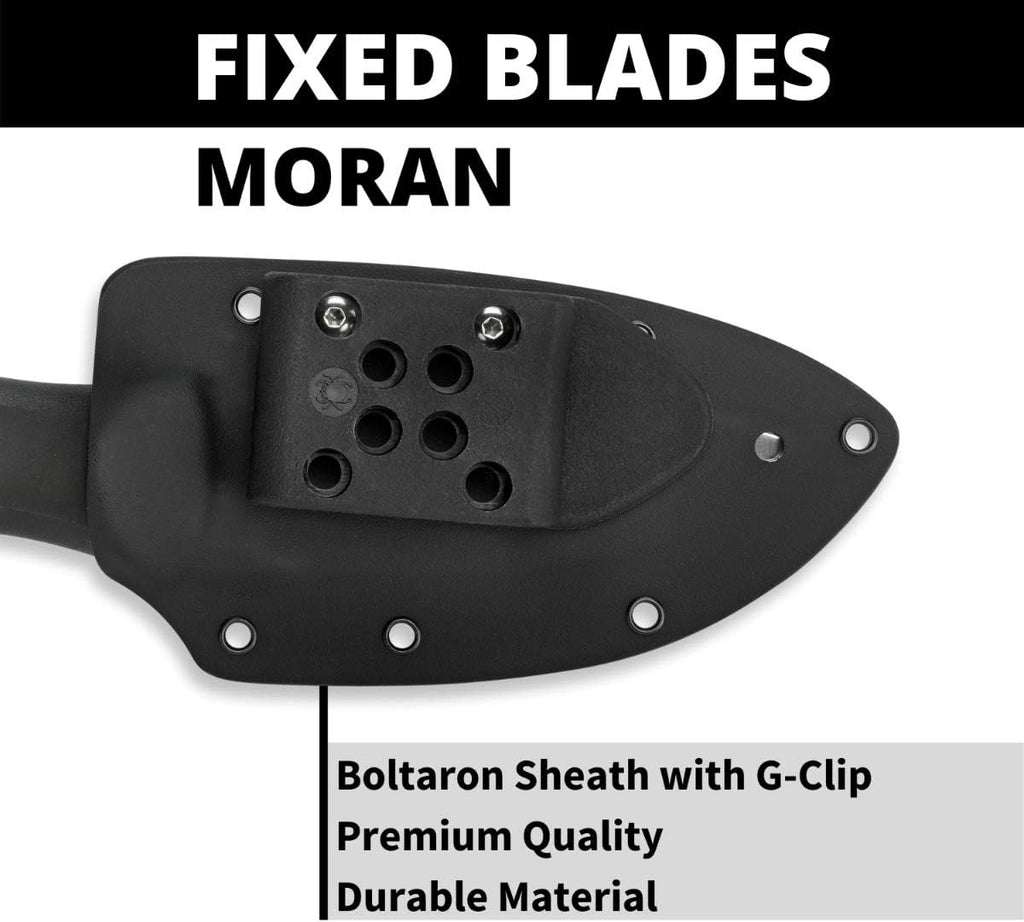 Spyderco Moran Drop Point Fixed Blade Knife with 3.92' VG-10 Stainless Steel Blade and Premium Custom-Molded Boltaron Sheath - PlainEdge - FB02P