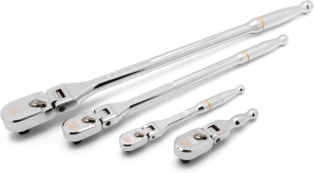 GEARWRENCH 4 Piece 1/4', 3/8', and 1/2' Drive 120XP Full Polish Flex Handle Teardrop Ratchet Set | 81230XP