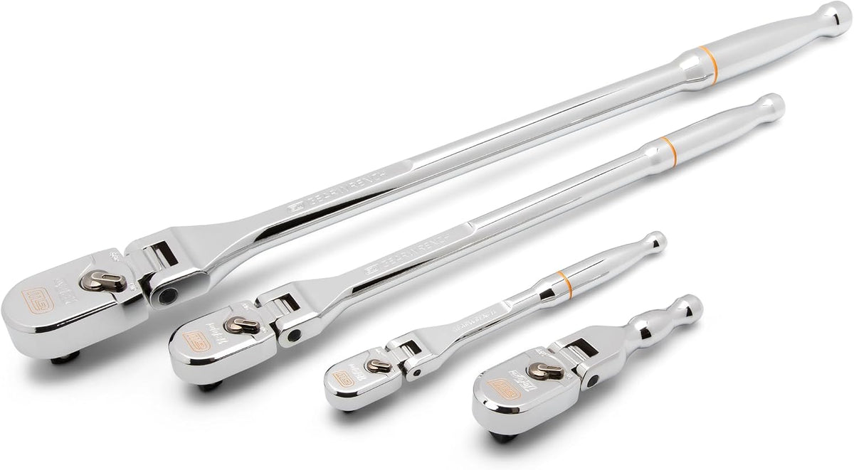 GEARWRENCH 4 Piece 1/4', 3/8', and 1/2' Drive 120XP Full Polish Flex Handle Teardrop Ratchet Set | 81230XP