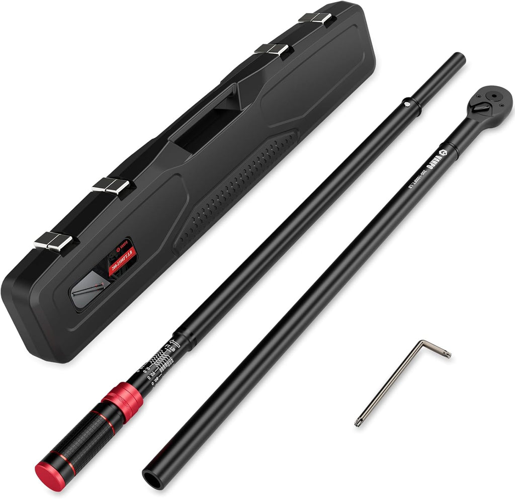 VANPO 1-inch Drive Click Torque Wrench, 200-1500 Ft-Lb/ 271.0-2032.5 Nm, 70.87' Length, 24-Tooth, Heavy-Duty Torque Wrench Set with Hex Key for Construction Equipment & Large Engines