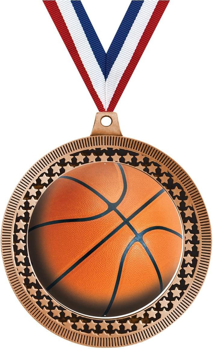 Crown Awards 2.75' Basketball Award Medal, Bronze Vega Basketball Team Trophy Award Includes Free Neck Ribbon