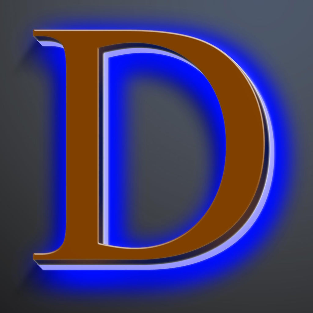 Backlit LED Illuminated House Numbers 18 Inch, Stainless Steel Hand-Polished For House Address Signs, Large Metal Modern Lighted Home Address Numbers, Brown, Blue Light,D