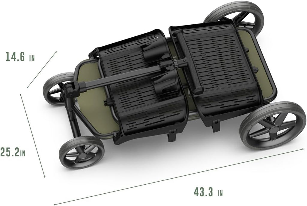 Go Anywhere 400lbs Large Capacity Collapsible Wagon Cart,Folding Utility Heavy Duty,All Terrain Big Wheels for Garden Camping Sports Outdoor Shopping, Green