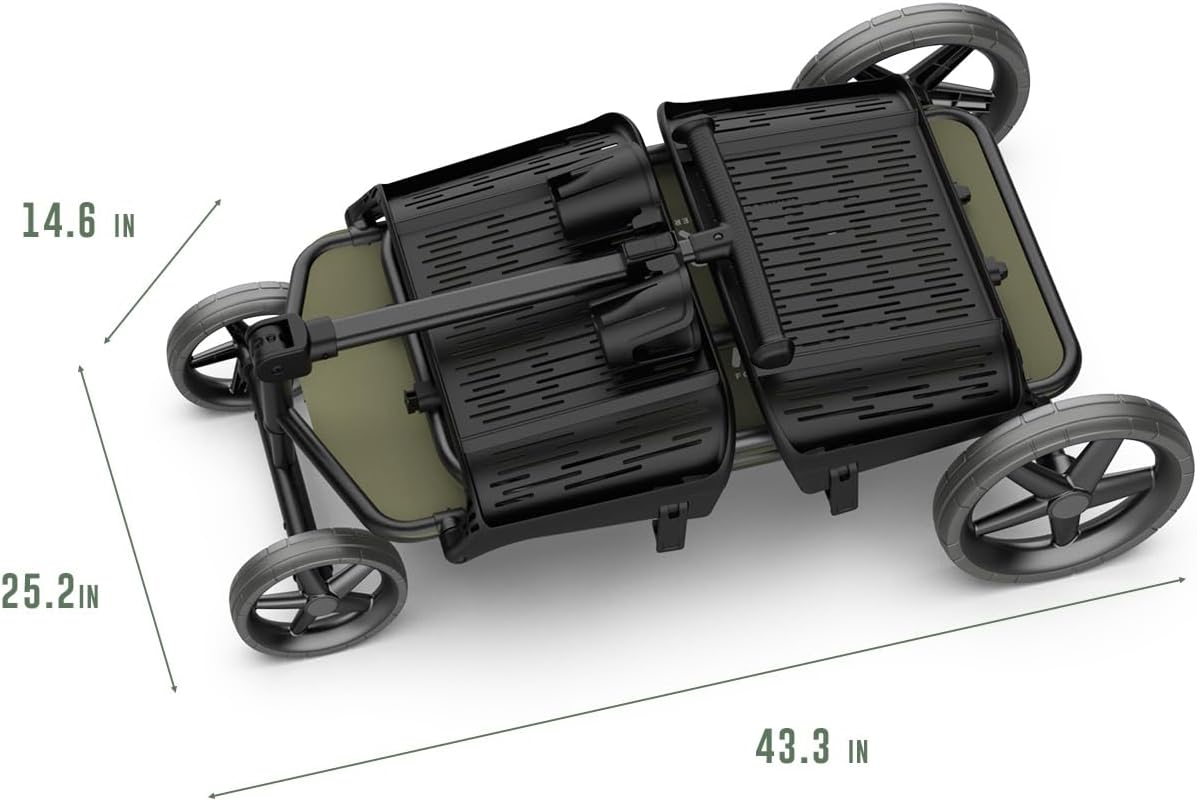 Go Anywhere 400lbs Large Capacity Collapsible Wagon Cart,Folding Utility Heavy Duty,All Terrain Big Wheels for Garden Camping Sports Outdoor Shopping, Green