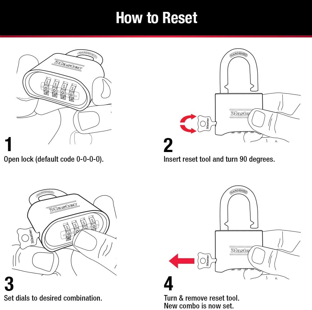 Master Lock Brass Combination Lock,Gate-Lock for Outdoor Fence or Shed,Customizable Combination Padlock with Extended 2-1/4-Inch-Long Shackle,175LHEC2,(Pack of 20)