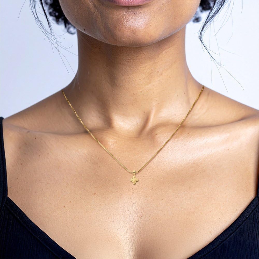IceCarats 14K Solid Yellow Gold Small Four Way Cross Pendant Necklace 13.5mm 1/2 inch Polished For Her