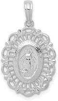 DEWBERRY 14k Yellow or White Gold Miraculous Medal Pendant | Religious Charms | Unisex Miraculous Pendant | Medal Pray For US Pendants for Men's Womens | Hollow Miraculous Medal With Scallop Frame