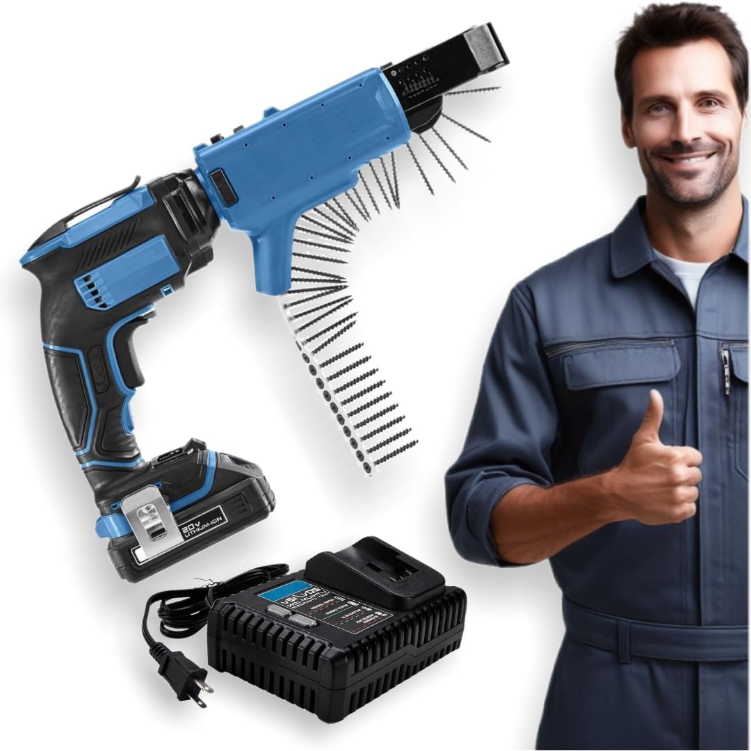 NEW! Fits HERCULES 20V Brushless Cordless Collated Drywall Screwgun Kit with 2.5 Ah Battery and Charger - Fast, Accurate, and Efficient Drywall Installation