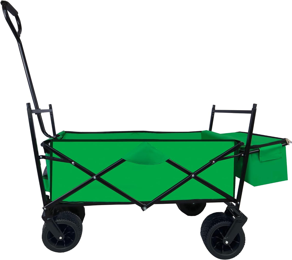 Outdoor Garden Park Wagon with Canopy and Pockets, Foldable Portable Utility Beach Trolley Cart with 7' Wheels for Camping Garden Sports (262LBS Max Weight Capacity) Grass Green As Shown