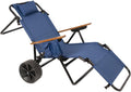 Beach Cart Chairs with Wheels 2 in 1 Foldable Beach Lounge Chair with Integrated Wagon Pull Cart Perfect for Backyard Pool or Picnic
