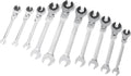 Anbull 10-Piece SAE Ratcheting Wrench Set, 5/16' to 3/4', 180° Open Flex-Head, 72-Tooth Combination Wrenches, Cr-V Steel, Open End Design with Storage Box