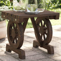 Solid Wood Ottoman Footstool 15.7x14.4x15.2 Inch with Wagon Wheel Design for Outdoor Patio Garden Furniture