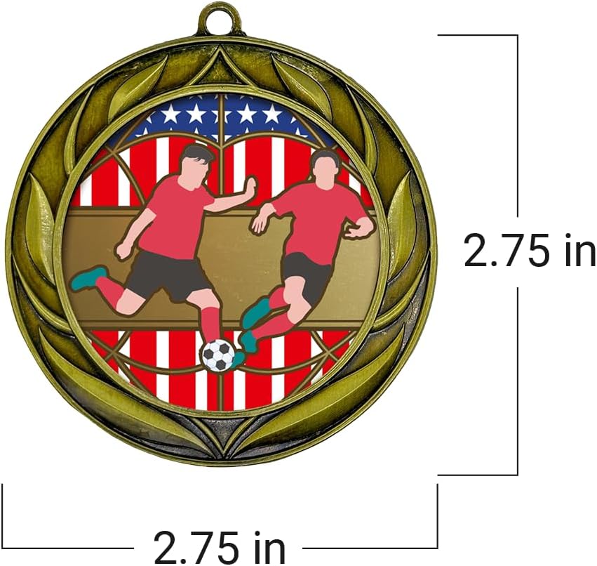 All Quality Soccer Wreath Design Medal - 1st, 2nd, 3rd Place