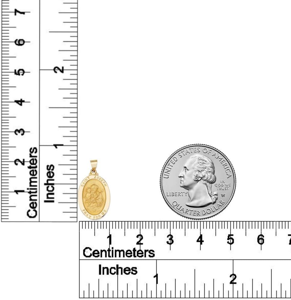 14k Yellow Gold and White Gold Polished Saint Joseph Oval Pendant Medals