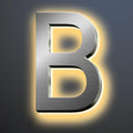 Backlit Illuminated LED House Numbers For Outside 16 Inch, Lighted Address Signs For House, Large Modern Illuminated Address Number, Brushed Silver, Warm White Light,B