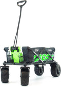 Creative Outdoor Push Pull Beach Hauler XXL, Collapsible and Portable Folding Wagon Cart, 200lbs Weight Capacity, Sport Series, Beach, Park, Garden Sports & Tailgate, (Green/Black Sport)