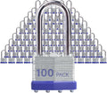 Laminated Steel Keyed Padlocks, 100 Pack, Blue, Keyed Alike, Long Shackle, 1-9/16' (40mm), for Hasp Latch, Sheds, Fences, Storage Locker, School, Gym