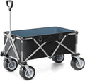 Bgarden Carts,Collapsible Wagon,Sports Outdoor Utility Wagon Folding Garden Wagon Sports Steel Frame Foldable Yard Car Off-Road Wheels with Brakes Folding Board Camping Cart