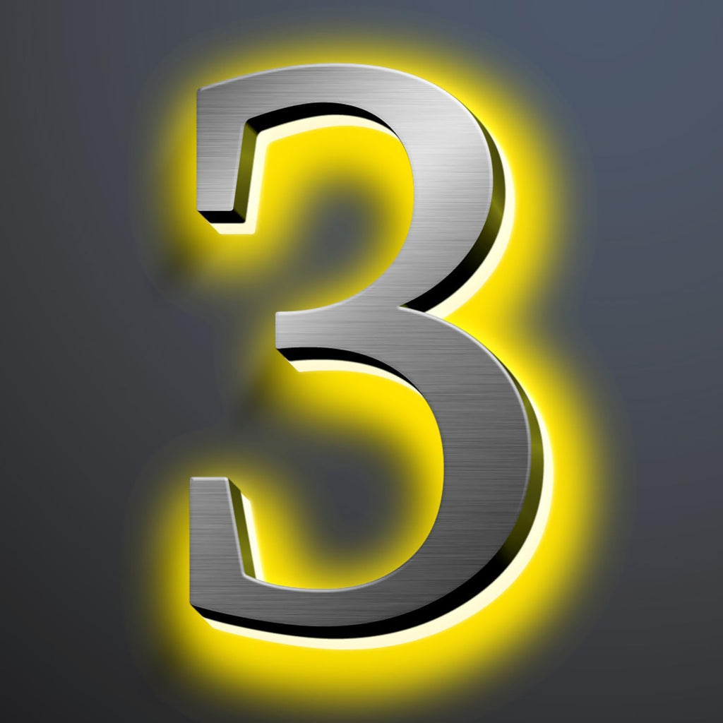Illuminated LED House Numbers 20', Modern Upscale Look, Backlit LED Illuminated Home Address Number, Stainless Steel Hand-Polished For Lighted House Address Signs,3