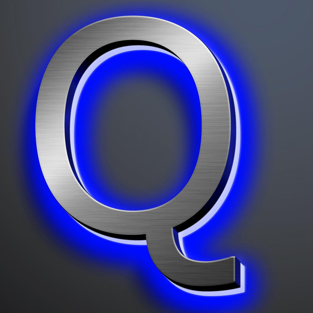 Illuminated Address Number 20 Inch, Backlit Illuminated LED House Number Enhanced Visibility, Modern Stainless Steel Lighted Address Signs, Brushed Silver, Blue Light,Q