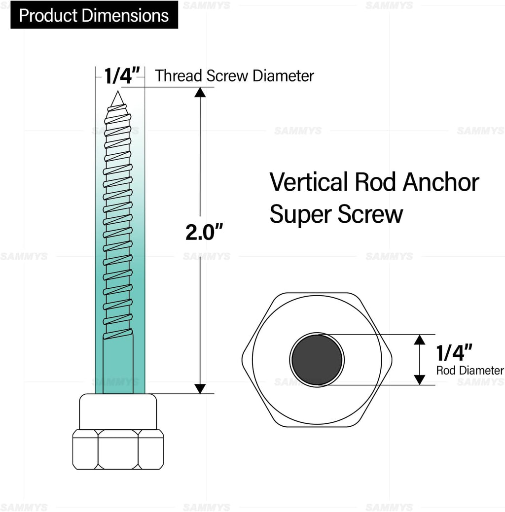 Everflow Sammys 8003957-75 GST 200 1/4 Inch Screw Vertical Threaded Rod Anchor Designed for Wood, Easy Use, No Pre-Drilling Required, Steel with Zinc Finish, 1/4 x 2 Inch Screw Length - (Pack of 75)