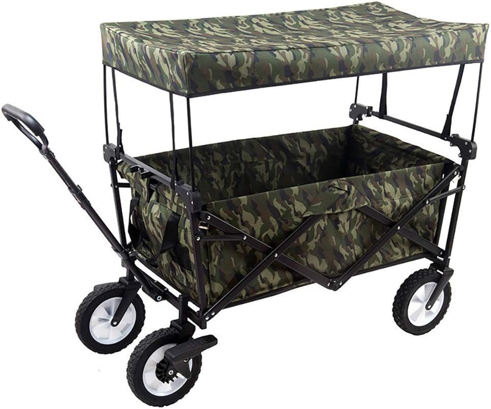 Trolley Foldable Multi-Purpose Travel Sports Outdoor Trolley with a Canopy Large Capacity of 80KG and a Tiltable Handle Used for Shopping in Various Places (B)