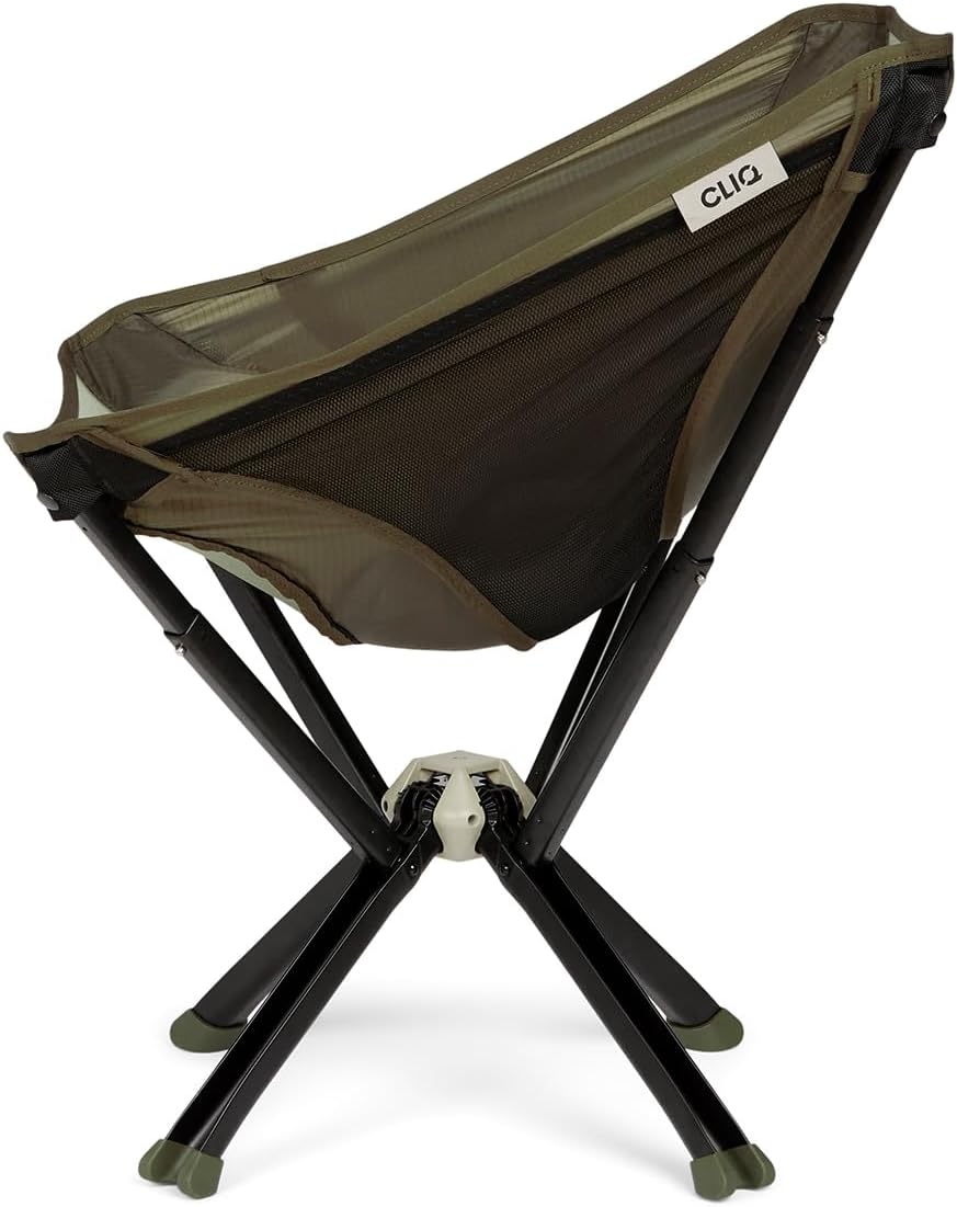CLIQ ClassiQ Camping Chair - Lightweight Portable Lawn Chair, Compact Folding Chair for Outdoors, Reinforced 400 lb Capacity, Quick-Setup Travel Chair for Camping, Beach & Hiking (Olive)
